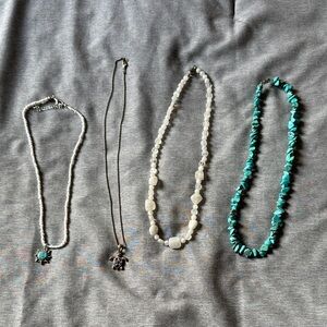 Elegant White and Turquoise Necklace Set
